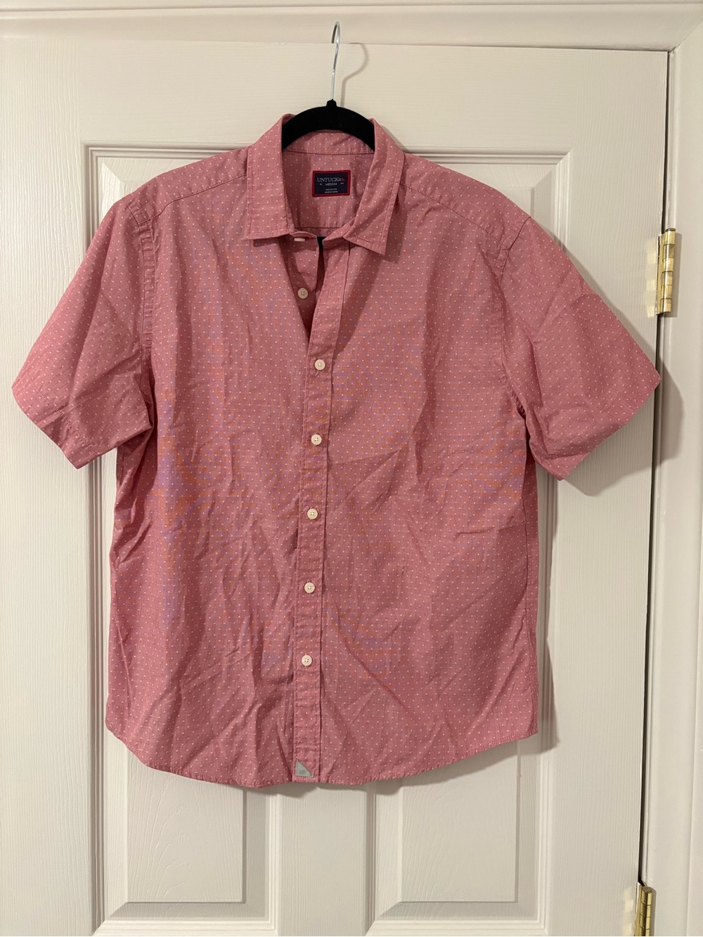 UNTUCKit Men's Short Sleeve Cotton Button-Up Shirt Red Size Medium